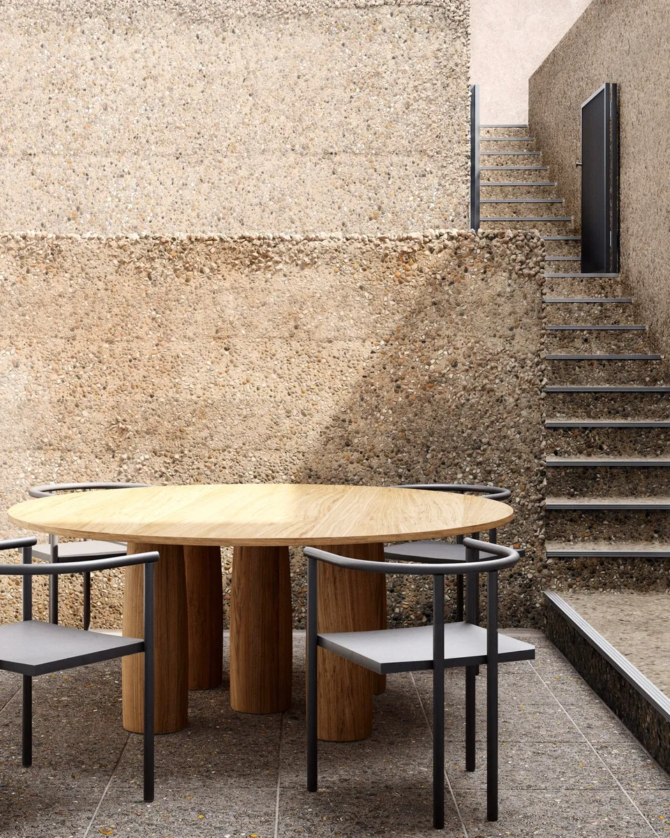 Kettal Il Colonnato round teak dining table